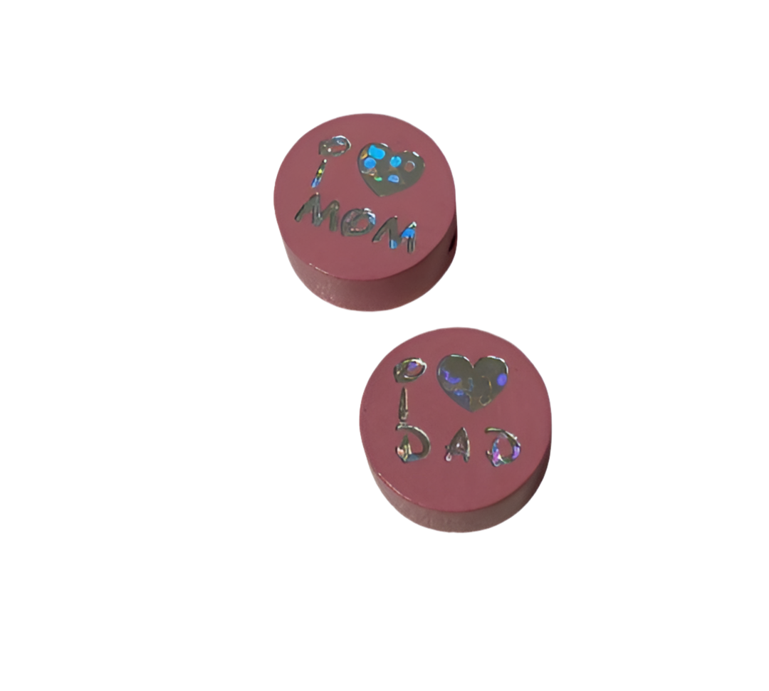 Schnullerkette "I Love Mom/Dad"