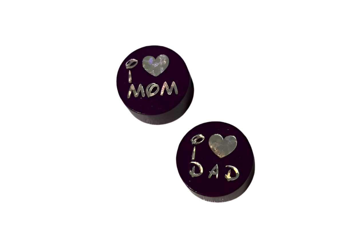 Schnullerkette "I Love Mom/Dad"