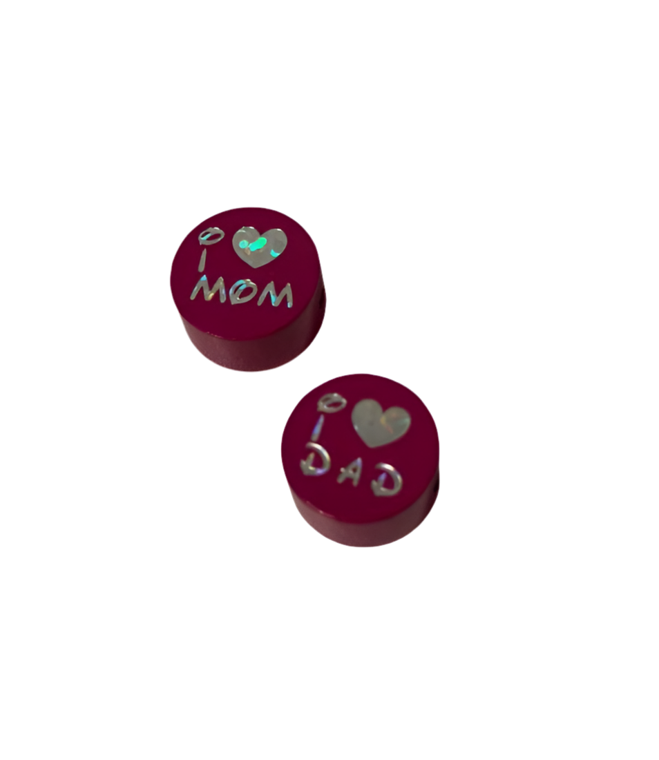 Schnullerkette "I Love Mom/Dad"