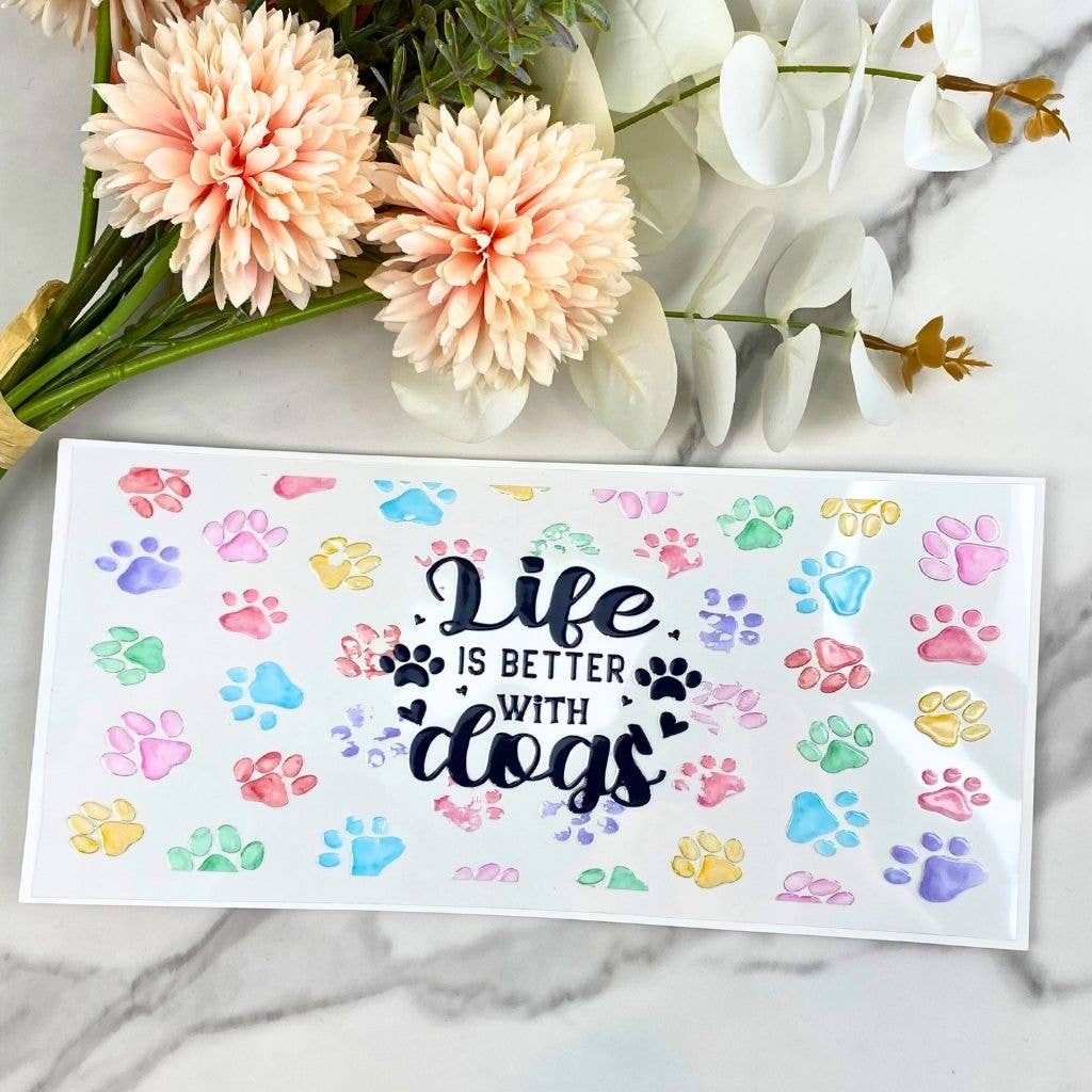 Trinkbecher mit Bambusdeckel "Life is Better with Dogs"