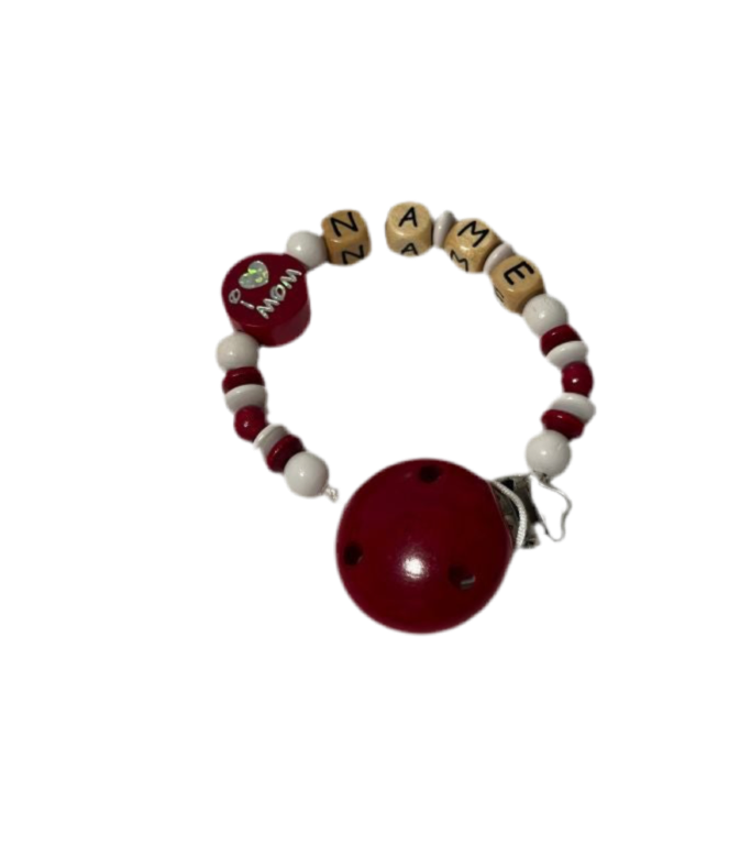 Schnullerkette "I Love Mom/Dad"
