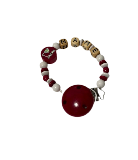 Schnullerkette "I Love Mom/Dad"