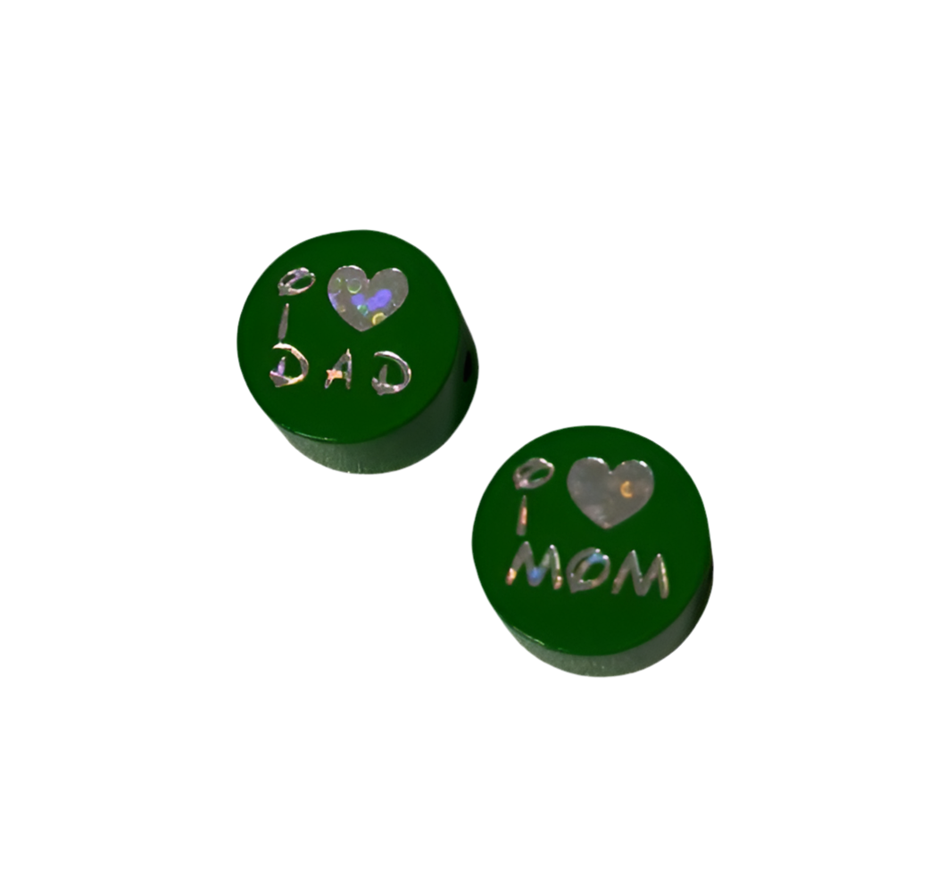 Schnullerkette "I Love Mom/Dad"