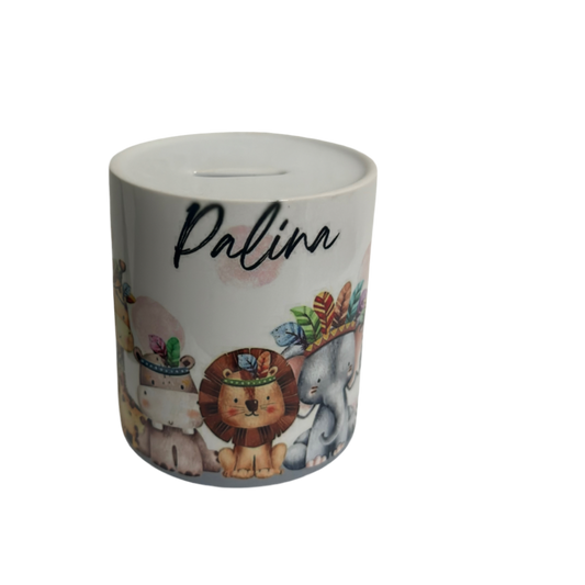 Personalisierte Spardose "Dschungeltiere"