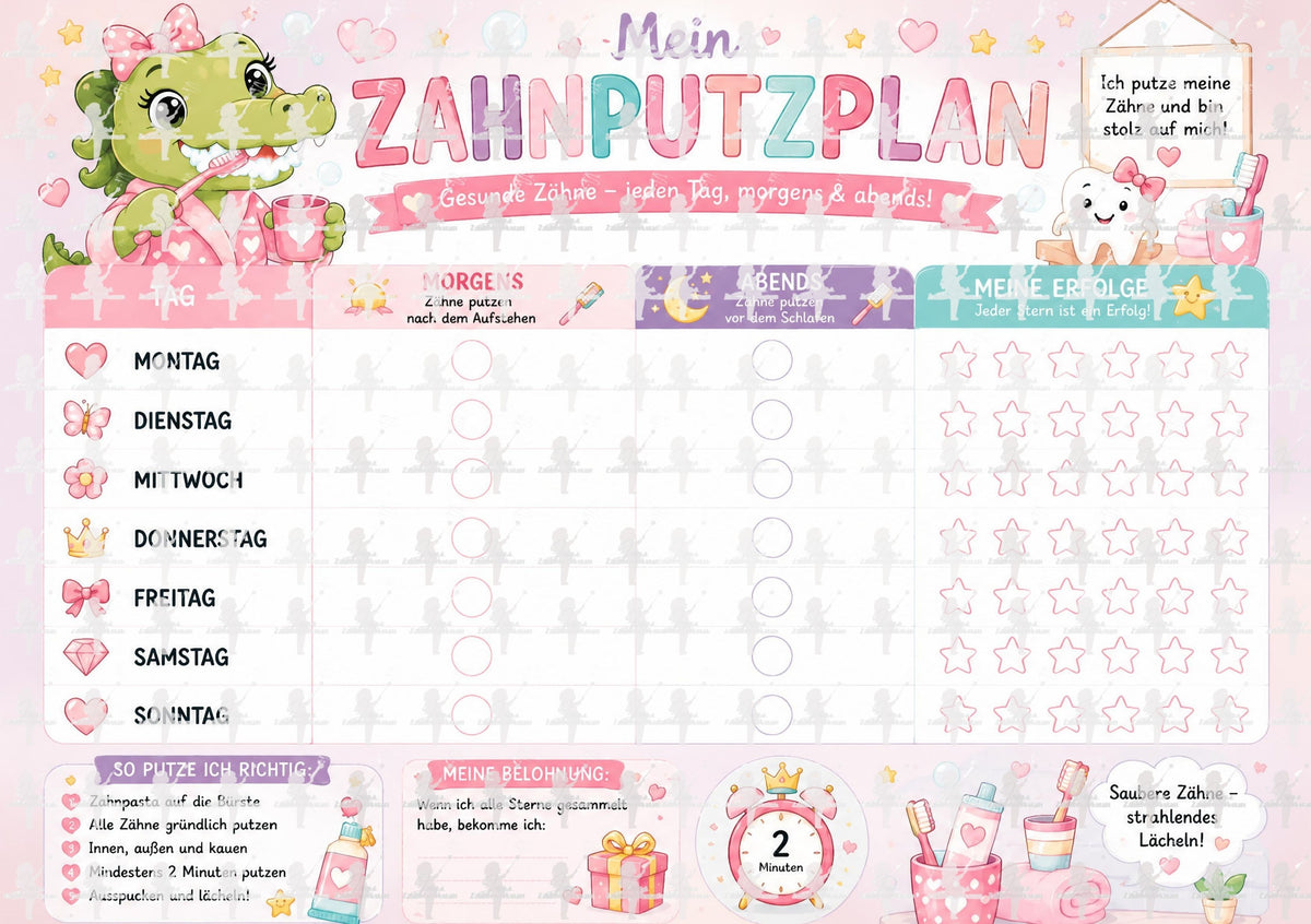 Zahnputzplan für Kinder- Digitaler Download