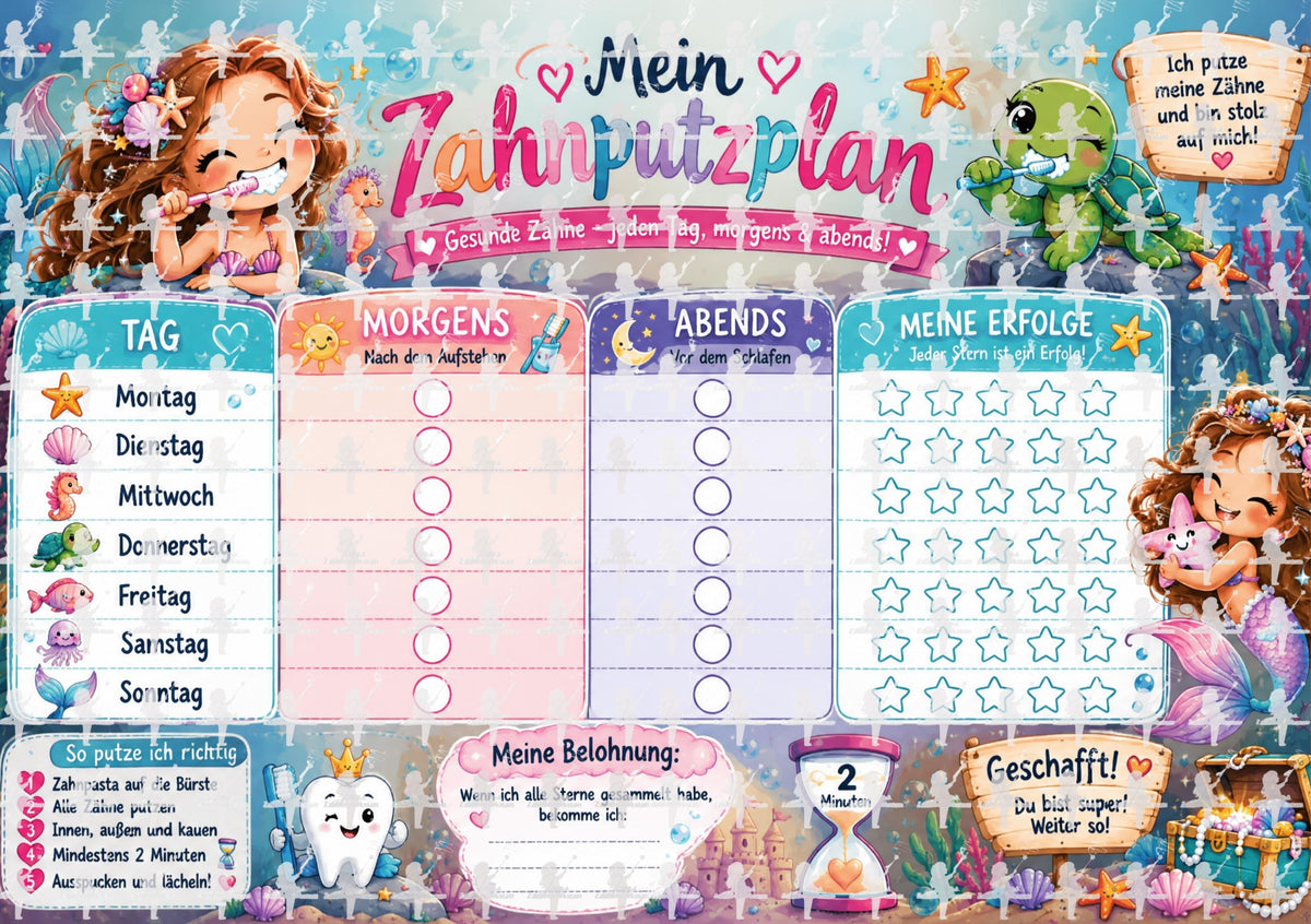 Zahnputzplan für Kinder- Digitaler Download